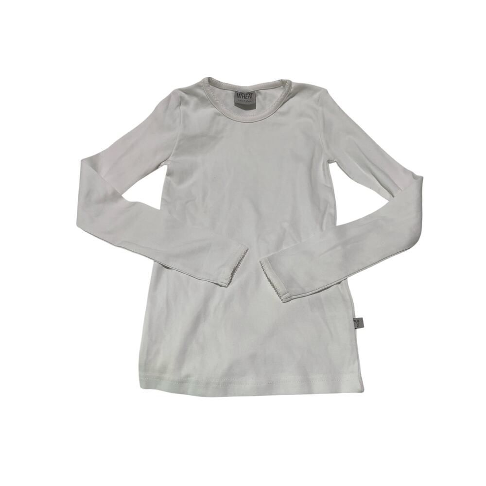 Wheat 10 white 100 cotton long sleeve t shirt round crew neck nwot great base